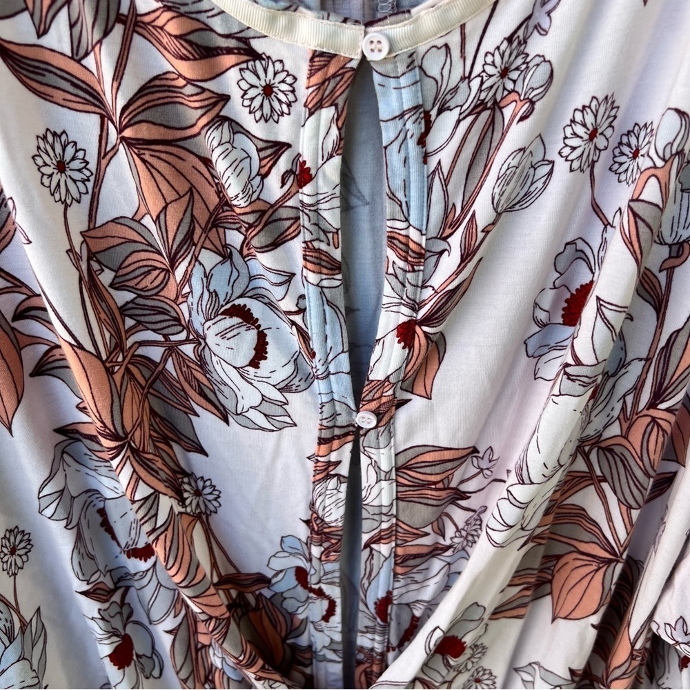 ANTHROPOLOGIE FREE PEOPLE KEEPIN ON FLORAL FLOWY OVERSIZED TUNIC TOP SIZE MEDIUM - Picture 7 of 9
